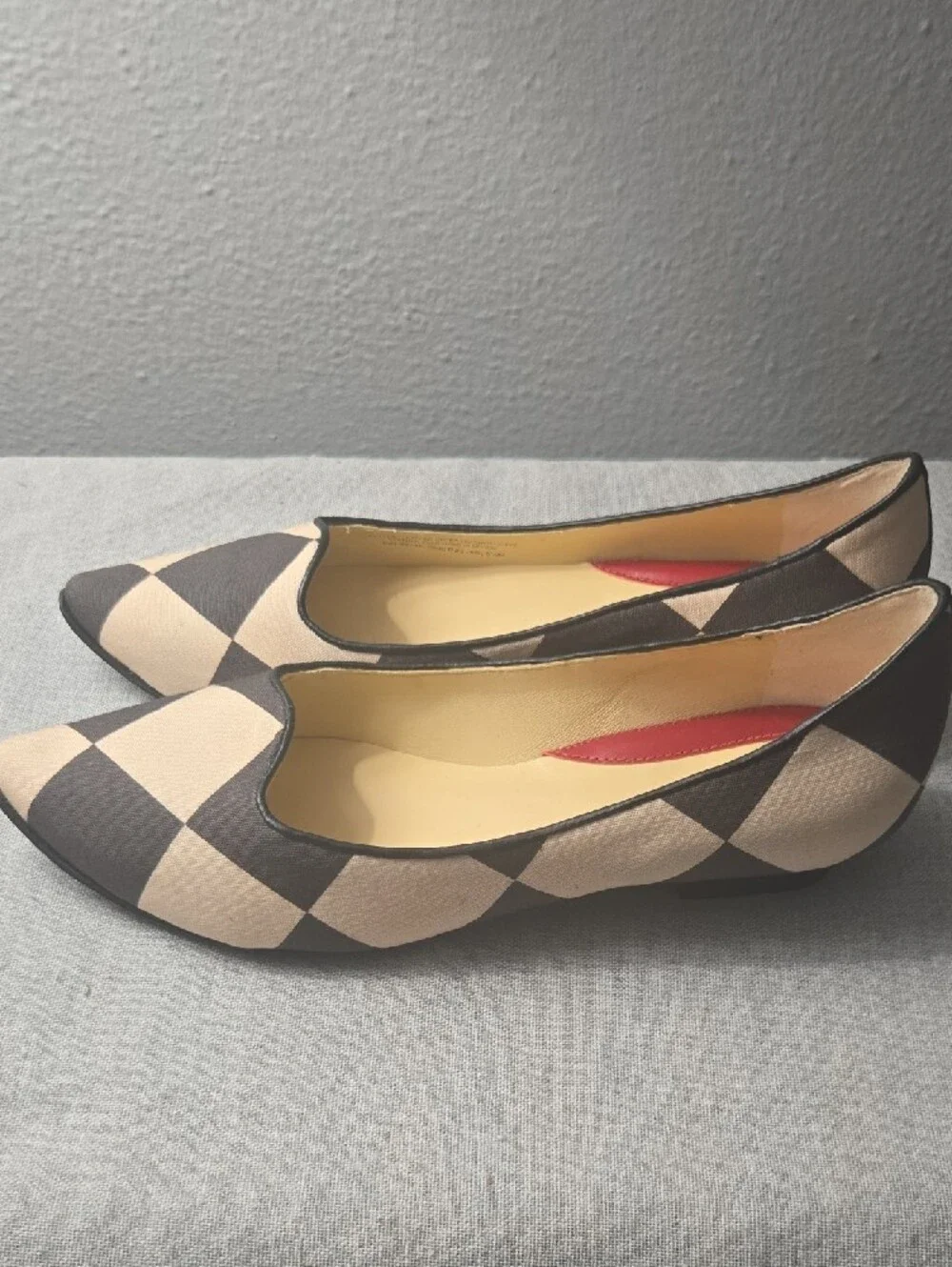 Tory Burch Brown and Cream Diamond-Check Ballet Flats,Size 6,5,New